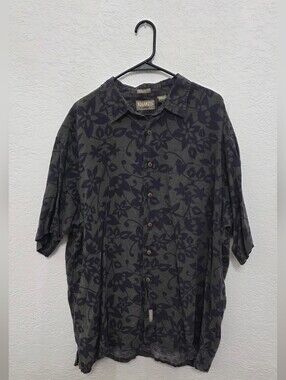 Arrow Dark Gray and Black Floral Button Up Shirt 3XL